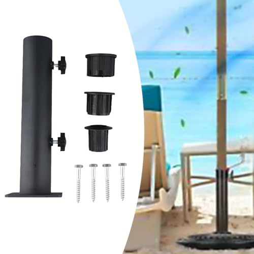 Schirmständer aus Edelstahl für den Außenbereich mit Schraubbefestigung, inklusive 3 PVC-Hülsen für 32/38/48 mm Stangendurchmesser, perfekt für Garten- und Terrassenschirme – Bild 6