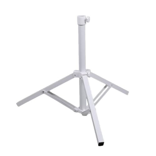 Regenschirmständer für den Außenbereich mit wassergefülltem quadratischem Boden für Stabilität, verstellbare 25–35 mm Stangen-Kompatibilität, Stahlkonstruktion, weißer Terrassenschirm-Halter