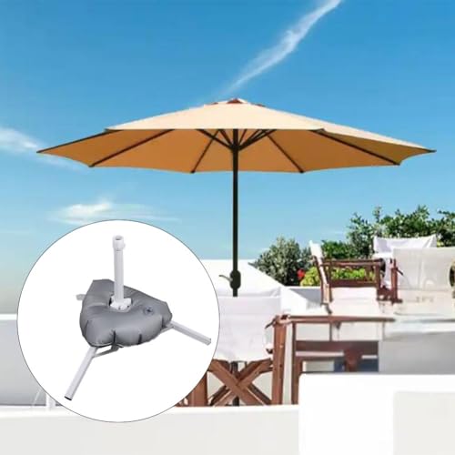 Regenschirmständer für den Außenbereich mit wassergefülltem quadratischem Boden für Stabilität, verstellbare 25–35 mm Stangen-Kompatibilität, Stahlkonstruktion, weißer Terrassenschirm-Halter – Bild 5