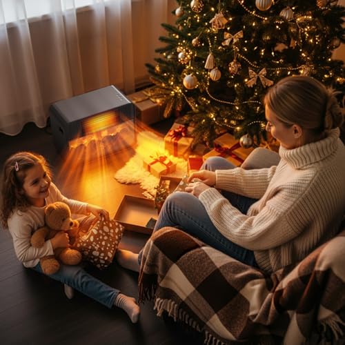 Teendow Keramik Heizlüfter, 1500W PTC Energiesparend mit 3D Flammeneffekt & 3 Stufen - Klein und Leise (unter 45dB) mit Überhitzungsschutz, Kippschutz für Schlafzimmer & Camping – Bild 6