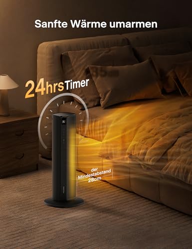 PELONIS Turmheizung Elektrischer Heizlüfter 2000W mit Fernbedienung, 2S Schnellheizung, 75° Oszillation, ECO Modus, Überhitzungs- & Kippschutz, Leise Keramikheizung für Schlafzimmer & Büro – Bild 2