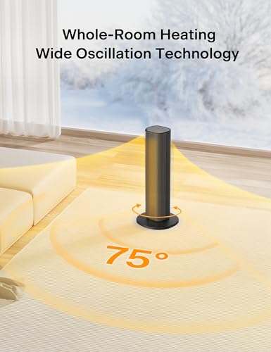 PELONIS Turmheizung Elektrischer Heizlüfter 2000W mit Fernbedienung, 2S Schnellheizung, 75° Oszillation, ECO Modus, Überhitzungs- & Kippschutz, Leise Keramikheizung für Schlafzimmer & Büro – Bild 5