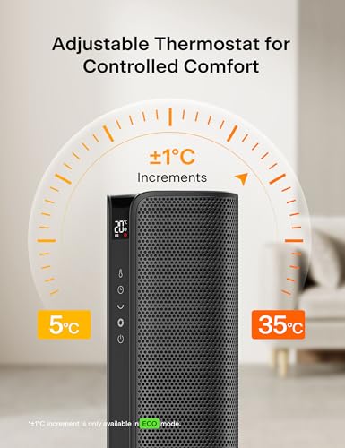 PELONIS Turmheizung Elektrischer Heizlüfter 2000W mit Fernbedienung, 2S Schnellheizung, 75° Oszillation, ECO Modus, Überhitzungs- & Kippschutz, Leise Keramikheizung für Schlafzimmer & Büro – Bild 6