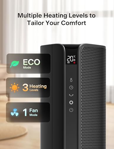 PELONIS Turmheizung Elektrischer Heizlüfter 2000W mit Fernbedienung, 2S Schnellheizung, 75° Oszillation, ECO Modus, Überhitzungs- & Kippschutz, Leise Keramikheizung für Schlafzimmer & Büro – Bild 7