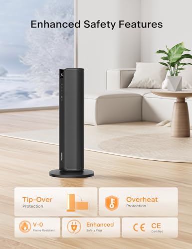 PELONIS Turmheizung Elektrischer Heizlüfter 2000W mit Fernbedienung, 2S Schnellheizung, 75° Oszillation, ECO Modus, Überhitzungs- & Kippschutz, Leise Keramikheizung für Schlafzimmer & Büro – Bild 9