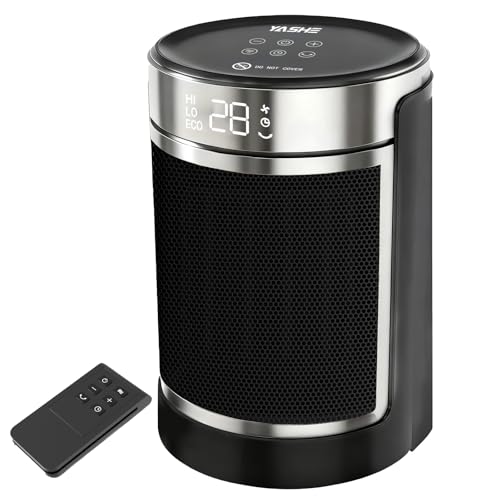 YASHE Heizlüfter Energiesparend 1500W Infrarotheizung mit Fernbedienung, Thermostat PTC-Keramik Heizung Überhitzungs-Kippschutz Kindersicherung 70° Oszillierend 24-Std-Timer, 40 dB Leise