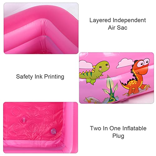 ZJchao Großer Aufblasbarer Pool für, Planschbecken für den Heimgebrauch, Quadratische Schwimmwanne für Badende, Wasserspaßspielzeug Im Freien (PINK) – Bild 3