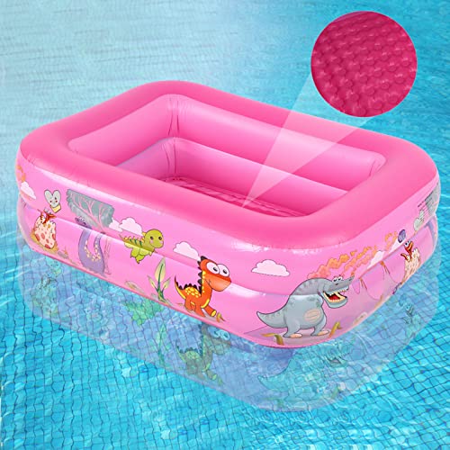ZJchao Großer Aufblasbarer Pool für, Planschbecken für den Heimgebrauch, Quadratische Schwimmwanne für Badende, Wasserspaßspielzeug Im Freien (PINK) – Bild 8