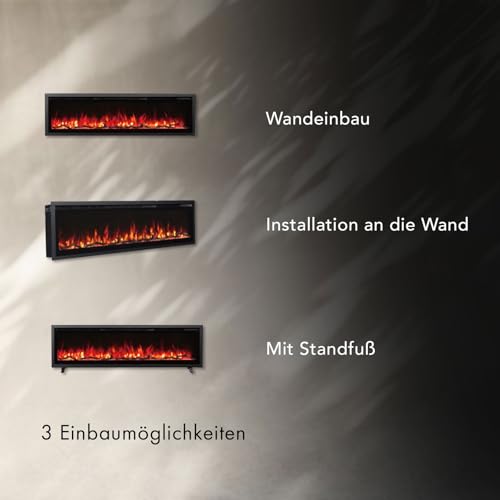 GLOW FIRE Elektrokamin Core 182 mit realistischem 3D LED-Feuer - Wand-Elektrokamin mit Heizung und Kaminfeuer, App Steuerung, Knistereffekt & Timer, max. 1800 W, 182x35x12cm – Bild 7