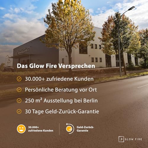GLOW FIRE Elektrokamin Core 182 mit realistischem 3D LED-Feuer - Wand-Elektrokamin mit Heizung und Kaminfeuer, App Steuerung, Knistereffekt & Timer, max. 1800 W, 182x35x12cm – Bild 9