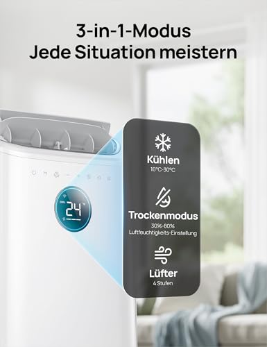 Dreo Tragbare Klimaanlagen, 12.000 BTU Klimaanlage für Schlafzimmer mit abflussfreier Kühlung, APP/Stimme/Fernbedienung, 24h Timer mit Ventilator & Luftentfeuchter, AC516S – Bild 7
