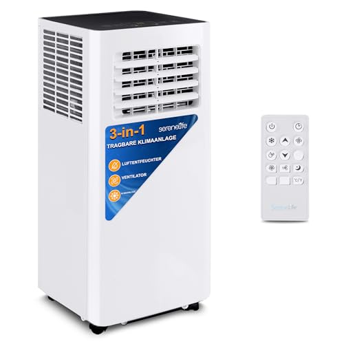 SereneLife Klimaanlage, Mobile Klimaanlage, Klimagerät, Klimagerät für Zuhause, 3- in 1- Air Conditioner, Luftkühler, Ventilator & Luftentfeuchter, Mobile Air Conditioner- WiFi & Timer, 1000BTU, 3kw
