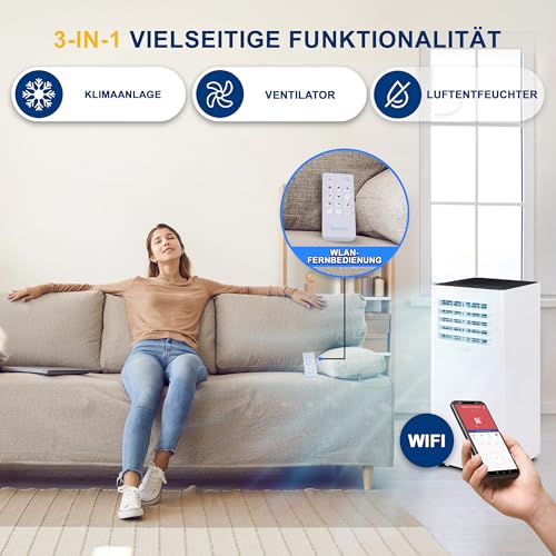 SereneLife Klimaanlage, Mobile Klimaanlage, Klimagerät, Klimagerät für Zuhause, 3- in 1- Air Conditioner, Luftkühler, Ventilator & Luftentfeuchter, Mobile Air Conditioner- WiFi & Timer, 1000BTU, 3kw – Bild 3