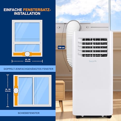 SereneLife Klimaanlage, Mobile Klimaanlage, Klimagerät, Klimagerät für Zuhause, 3- in 1- Air Conditioner, Luftkühler, Ventilator & Luftentfeuchter, Mobile Air Conditioner- WiFi & Timer, 1000BTU, 3kw – Bild 4