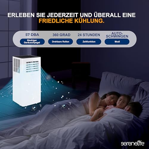 SereneLife Klimaanlage, Mobile Klimaanlage, Klimagerät, Klimagerät für Zuhause, 3- in 1- Air Conditioner, Luftkühler, Ventilator & Luftentfeuchter, Mobile Air Conditioner- WiFi & Timer, 1000BTU, 3kw – Bild 5