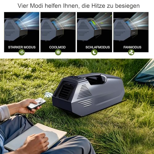 Tragbare Klimaanlage, 2380 BTU Kühlung Wohnmobil Klimagerät mit 240W, 4 Betriebsmodi,Mobile Klimaanlage für Sommer Outdoor Camping, Zelt, Garten, Reise und Wohnmobile im Freien(Keine Batteries) – Bild 4