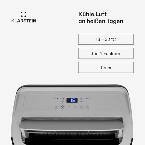 Klarstein Mobile Klimaanlage mit Abluftschlauch, 4-in-1 Klimagerät, Ventilator, Luftentfeuchter & Nachtmodus, Kleine & Portable Klimaanlage für Wohnung & Büro, Niedriger Verbrauch, 14000BTU – Bild 2