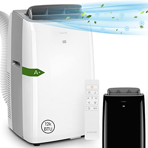 Klarstein Mobile Klimaanlage, 4-in-1 Mobiles Klimagerät, Entfeuchter, Ventilator & Nachtmodus, Klimaanlage für Räume bis 59 m², Mobile Klimaanlage mit Abluftschlauch, 12.000 BTU, 460 m³/h, Weiß