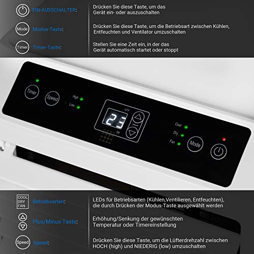 IPOTOOLS Lokales mobiles Klimagerät mit Abluftschlauch / 3in1 mobile Klimaanlage/Kühlen Ventilieren Entfeuchten (9000 BTU) – Bild 3