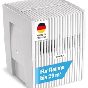 VENTA Luftbefeuchter Schlafzimmer, Baby, Kinderzimmer bis 29 m² | sehr leiser Air Humidifier mit 20 dB(A) | energiesparend, ohne Filter | Raumbefeuchter mit Duft | Classic Original LW15 Weiß