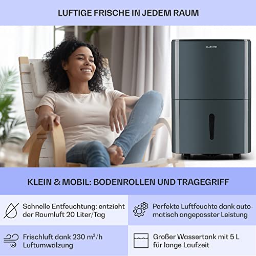 Klarstein Luftentfeuchter & Luftreiniger Elektrisch, 20 L Raumentfeuchter Klein für Wohnung Schlafzimmer Badezimmer Keller, Effizienter Bad/Raum Entfeuchter, Elektrischer & Kleiner Luftentfeuchter – Bild 2