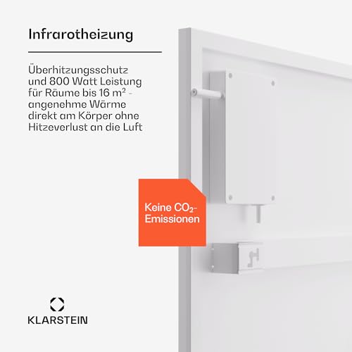 Klarstein Infrarotheizung mit Thermostat, 800W Elektroheizung, Smart Home Infrarotheizung zur Wandmontage, IR mit App-Steuerung & Erkennung Offener Fenster, Effizienter Feuchtraum Heizkörper CO2-Frei – Bild 3