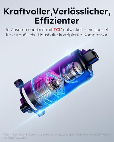 Kresico Luftentfeuchter elektrisch 50L/24H, Entfeuchter elektrisch Keller, Raumentfeuchter elektrisch für Räume bis zu 320m³/125m², Timer, Ablaufschlauch, Filter, 10 J. Gar – Bild 2