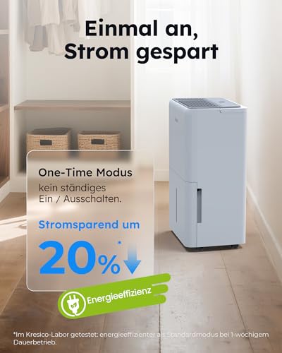 Kresico Luftentfeuchter elektrisch 50L/24H, Entfeuchter elektrisch Keller, Raumentfeuchter elektrisch für Räume bis zu 320m³/125m², Timer, Ablaufschlauch, Filter, 10 J. Gar – Bild 4