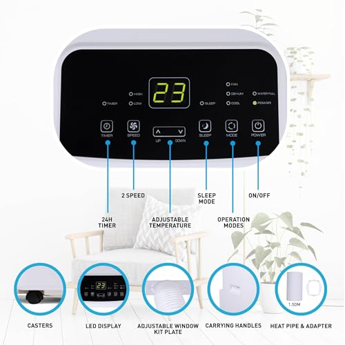 Lifetime Air Klimaanlage Mobil - Klimagerät, Luftentfeuchter und Ventilator - Entfeuchter mit Abluftschlauch - Luftkühler 65dB - Air Conditioner bis zu 16m2 - Fernbedienung und Timer - 8000BTU – Bild 8