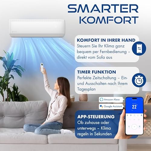 ZENIRO Multisplit Klimaanlage 3 Innengeräte Set (3 x 3,5kW) Klimagerät Air Conditioner mit Heizfunktion 27000 BTU 5,3kW A WiFi/App-Steuerung 4D AirFlow Heizen bis -20°C Vorgefüllt R32 – Bild 6
