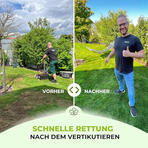 Terrauno - "Rasenretter" Vertikutiermix I 4 kg für 140 m² I Rasendünger, Rasensamen & Bodenaktivator I 3in1 Rasenreparaturmischung I Rasendünger Frühjahr mit Grassamen gegen kahle Stellen I Nachsaat – Bild 2