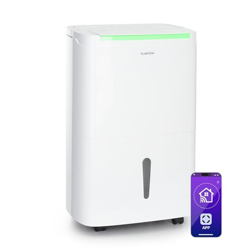 Klarstein DryFy Connect 30L Smart Luftentfeuchter, WiFi App-Steuerung, 30L/Tag, 5L Tank, Timer, Elektrischer Entfeuchter, Raumluftentfeuchter für 25-30m², Trocknungsgerät, Weiß