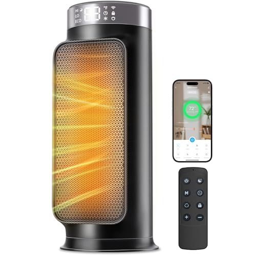 Wlep Intelligenter Heizlüfter Energiesparend, 1800W PTC Heater mit WLAN/App/Alexa/Google-Sprachsteuerung für den Innenbereich, Heizen & Kühlen 2 in 1, Heizer für bad, Home Office, Schlafzimmer