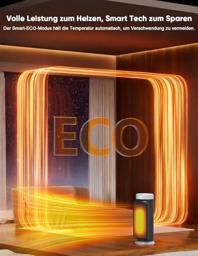 Wlep Intelligenter Heizlüfter Energiesparend, 1800W PTC Heater mit WLAN/App/Alexa/Google-Sprachsteuerung für den Innenbereich, Heizen & Kühlen 2 in 1, Heizer für bad, Home Office, Schlafzimmer – Bild 5