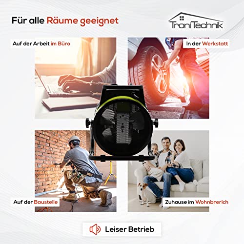 Tronitechnik® 3000W Elektroheizer Heizlüfter Bauheizer Keramik Heizstrahler elektrisch Heizgerät mit Thermostat Elektroheizer mit 3 Heizstufen, Heizgebläse für Innen- und Außen – Bild 7