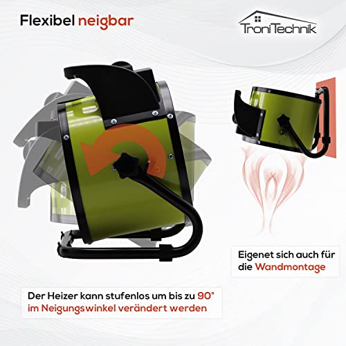 Tronitechnik® 3000W Elektroheizer Heizlüfter Bauheizer Keramik Heizstrahler elektrisch Heizgerät mit Thermostat Elektroheizer mit 3 Heizstufen, Heizgebläse für Innen- und Außen – Bild 8