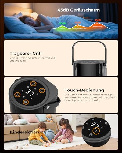 HiLUNDA 2000W Energiesparend Heizlüfter Leiser – PTC Keramik Schnell Heizstrahler mit Fernbedienung, Timer, 70°-Schwenkfunktion, LED-Anzeige für den Einsatz im Büro, Schlafzimmer, Bad, Zuhause – Bild 4