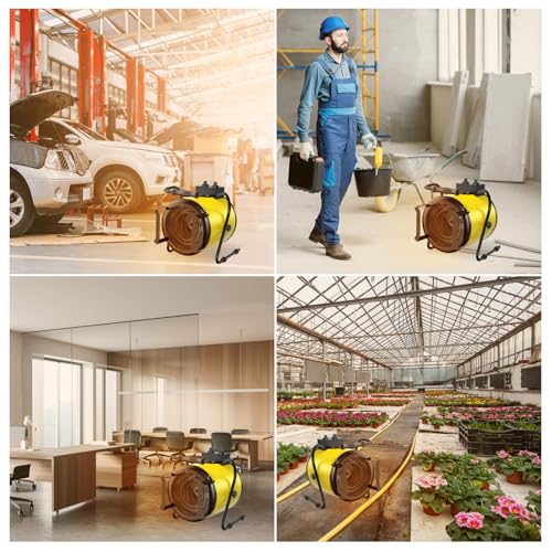 DAHTEC Industrie Heizgerät 9kw Heizlüfter Große Räume mit Thermostat & 3 Heizstufen Bauheizer Bautrockner Heizgebläse mit Tragbarer Griff für Garage, Baustelle – Bild 7