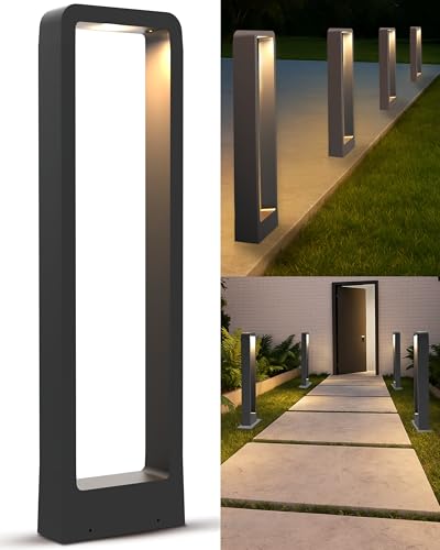 MATO Wegeleuchten Außen LED - 7W, Höhe 60cm - IP65 Outdoor Pollerleuchte aus Aluminium - Gartenbeleuchtung mit Strom, Gartenlampen, Sockelleuchte, Standleuchte, Gartenleuchten, Wegbeleuchtung
