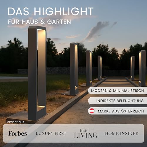 MATO Wegeleuchten Außen LED - 7W, Höhe 60cm - IP65 Outdoor Pollerleuchte aus Aluminium - Gartenbeleuchtung mit Strom, Gartenlampen, Sockelleuchte, Standleuchte, Gartenleuchten, Wegbeleuchtung – Bild 2