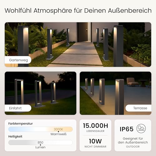 MATO Wegeleuchten Außen LED - 7W, Höhe 60cm - IP65 Outdoor Pollerleuchte aus Aluminium - Gartenbeleuchtung mit Strom, Gartenlampen, Sockelleuchte, Standleuchte, Gartenleuchten, Wegbeleuchtung – Bild 5