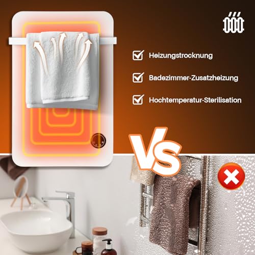 400W Infrarotheizung Wandmontage Infrarot Thermostat auf App/Wifi Touch Elektroheizung mit Fernbedienung und 1 Handtuchhalter, Infrarot-Heizung, Handtuchheizung, Weiß – Bild 5