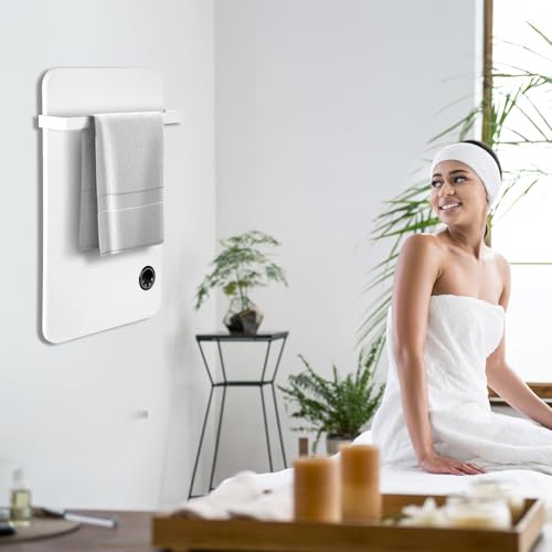 400W Infrarotheizung Wandmontage Infrarot Thermostat auf App/Wifi Touch Elektroheizung mit Fernbedienung und 1 Handtuchhalter, Infrarot-Heizung, Handtuchheizung, Weiß – Bild 7