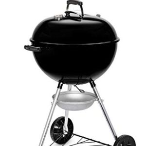 Weber Original Kettle E-5710 Holzkohlegrill/Porzellanemaillierter Deckel und Kessel, 57 cm Grillfläche, One-Touch-Reinigungssystem, Deckelthermometer, Dreibein-Ständer und Räder, Schwarz