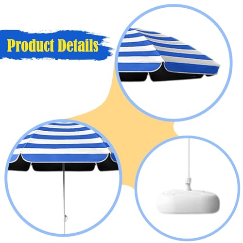 FewNvWa Sonnenschirm Camping Parasol Marktschirm Gartenschirm mit Robustem Eisenstab Und UV Schutz Wasserabweisend für Balkon Terrasse Picknick, mit Base – Bild 2