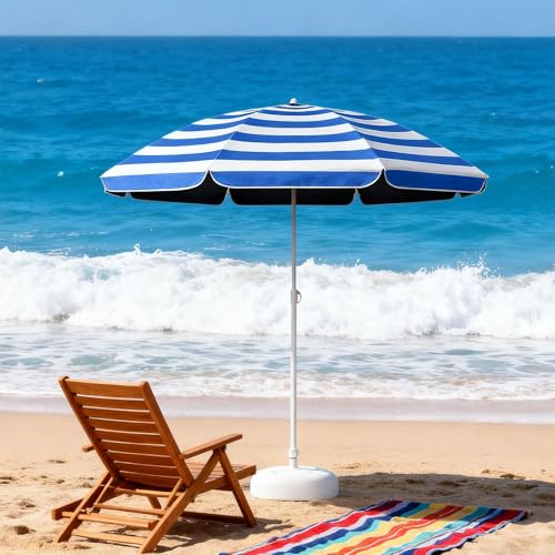FewNvWa Sonnenschirm Camping Parasol Marktschirm Gartenschirm mit Robustem Eisenstab Und UV Schutz Wasserabweisend für Balkon Terrasse Picknick, mit Base – Bild 4