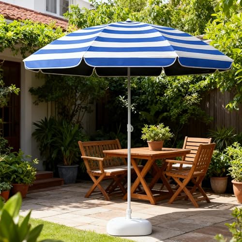 FewNvWa Sonnenschirm Camping Parasol Marktschirm Gartenschirm mit Robustem Eisenstab Und UV Schutz Wasserabweisend für Balkon Terrasse Picknick, mit Base – Bild 5
