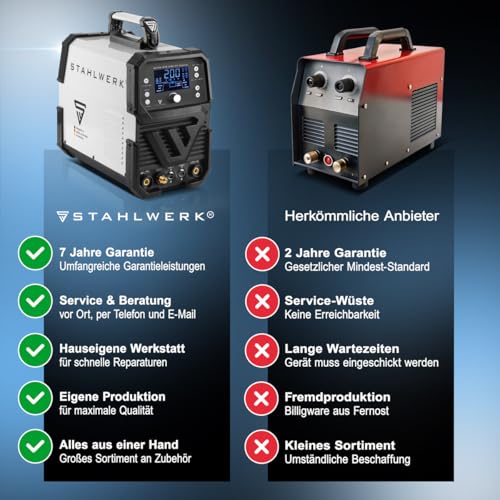 STAHLWERK Schweißgerät 2 in 1 Kombi AC/DC WIG 200 ST Digital - WIG & MMA 200 A, HF-Zündung, Spot-Funktion, Clean-Modus, IGBT, Digital-Display & Remote-Anschluss – Bild 10