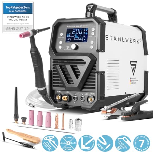 STAHLWERK Schweißgerät 2 in 1 Kombi AC/DC WIG 200 ST Digital - WIG & MMA 200 A, HF-Zündung, Spot-Funktion, Clean-Modus, IGBT, Digital-Display & Remote-Anschluss – Bild 2