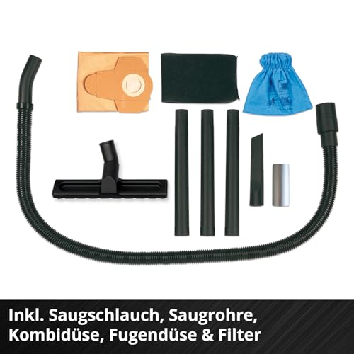 Einhell Nass-Trockensauger TC-VC 2045 S (900 W, 180 mbar Saugleistung, 20 L Edelstahlbehälter, Rollen, Zubehörhalterung, inkl. div. Filter und Düsen) – Bild 4
